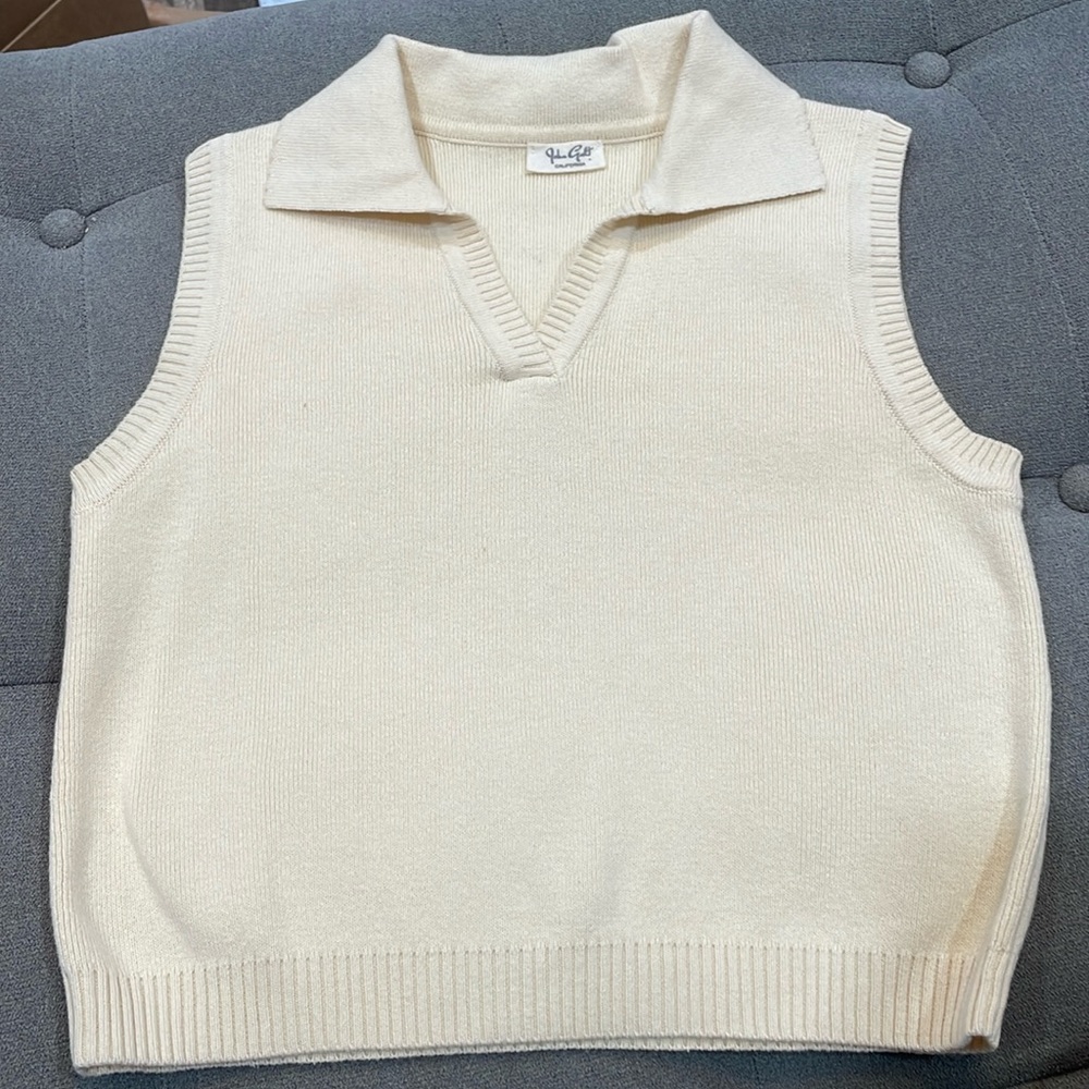 Cream Collared Sweater Vest - John Galt